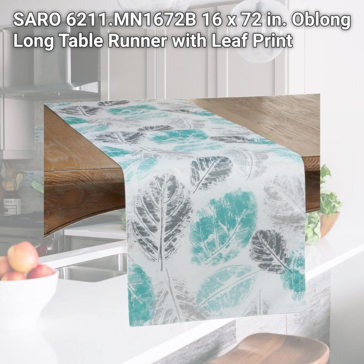 Picture of SARO 6211.MN1672B 16 x 72 in. Oblong Long Table Runner with Leaf Print