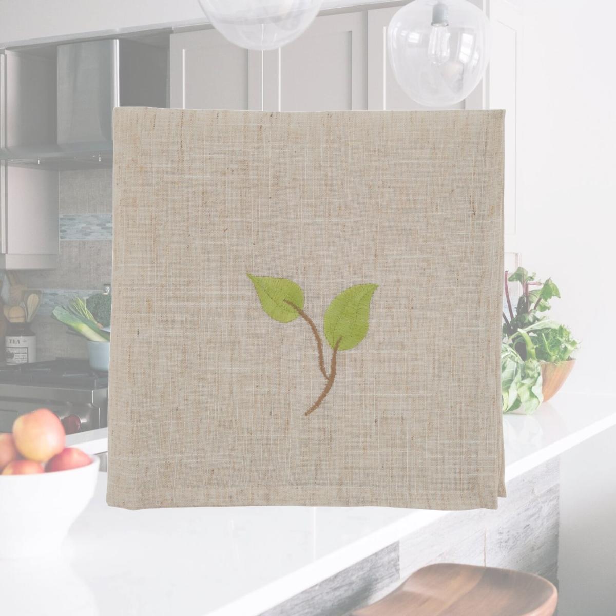 Picture of SARO 5209.N20S 20 in. Square Embroidered Table Napkins with Natural Vine Design - Set of 4