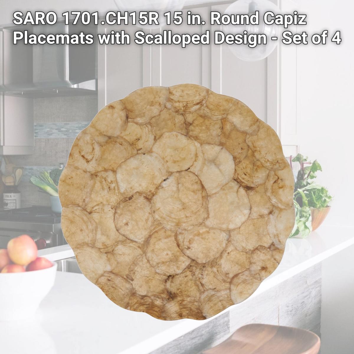 Picture of SARO 1701.CH15R 15 in. Round Capiz Placemats with Scalloped Design - Set of 4