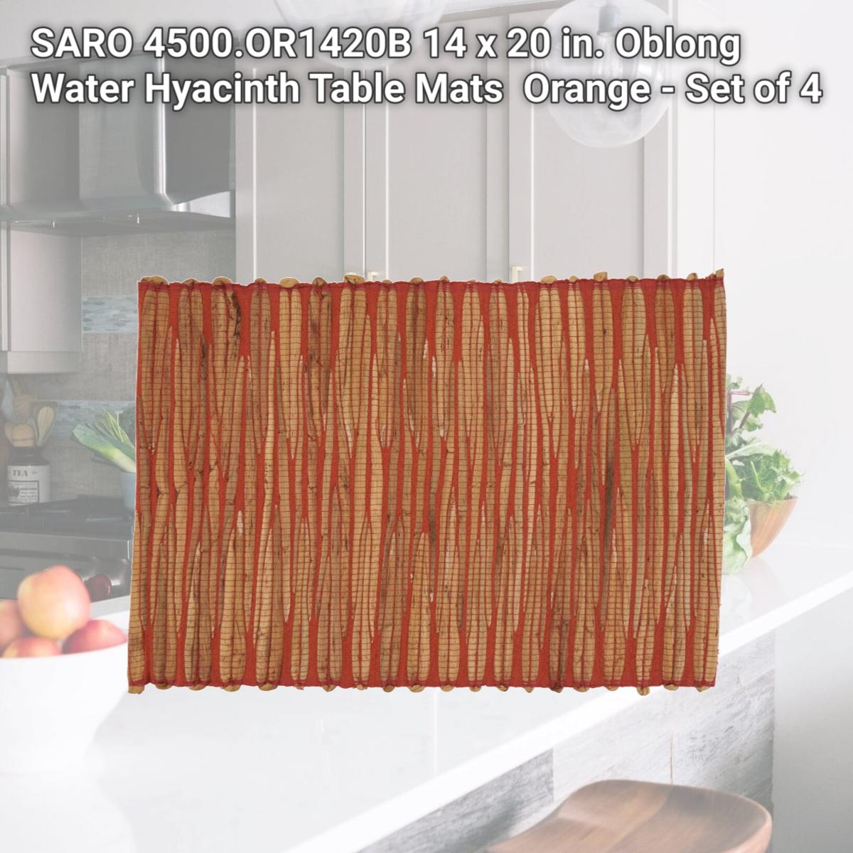 Picture of SARO 4500.OR1420B 14 x 20 in. Oblong Water Hyacinth Table Mats  Orange - Set of 4