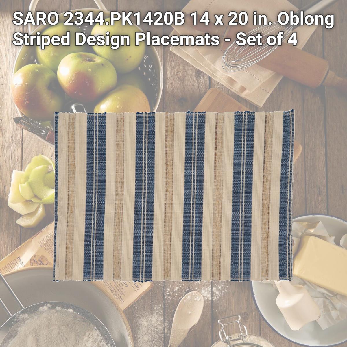 Picture of SARO 2344.PK1420B 14 x 20 in. Oblong Striped Design Placemats - Set of 4