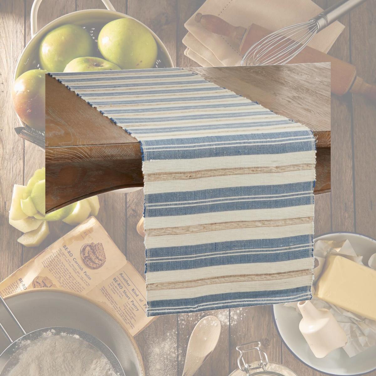 Picture of SARO 2344.PK1472B 14 x 72 in. Oblong Long Table Runner with Striped Design
