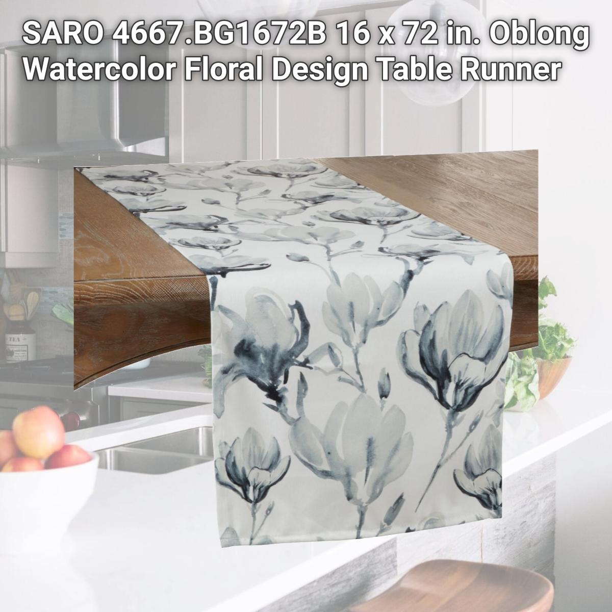 Picture of SARO 4667.BG1672B 16 x 72 in. Oblong Watercolor Floral Design Table Runner
