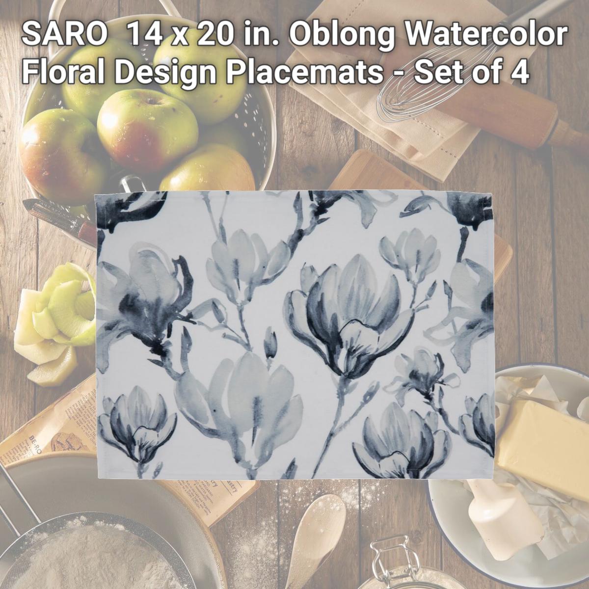 Picture of SARO 4667.BG1420B 14 x 20 in. Oblong Watercolor Floral Design Placemats - Set of 4