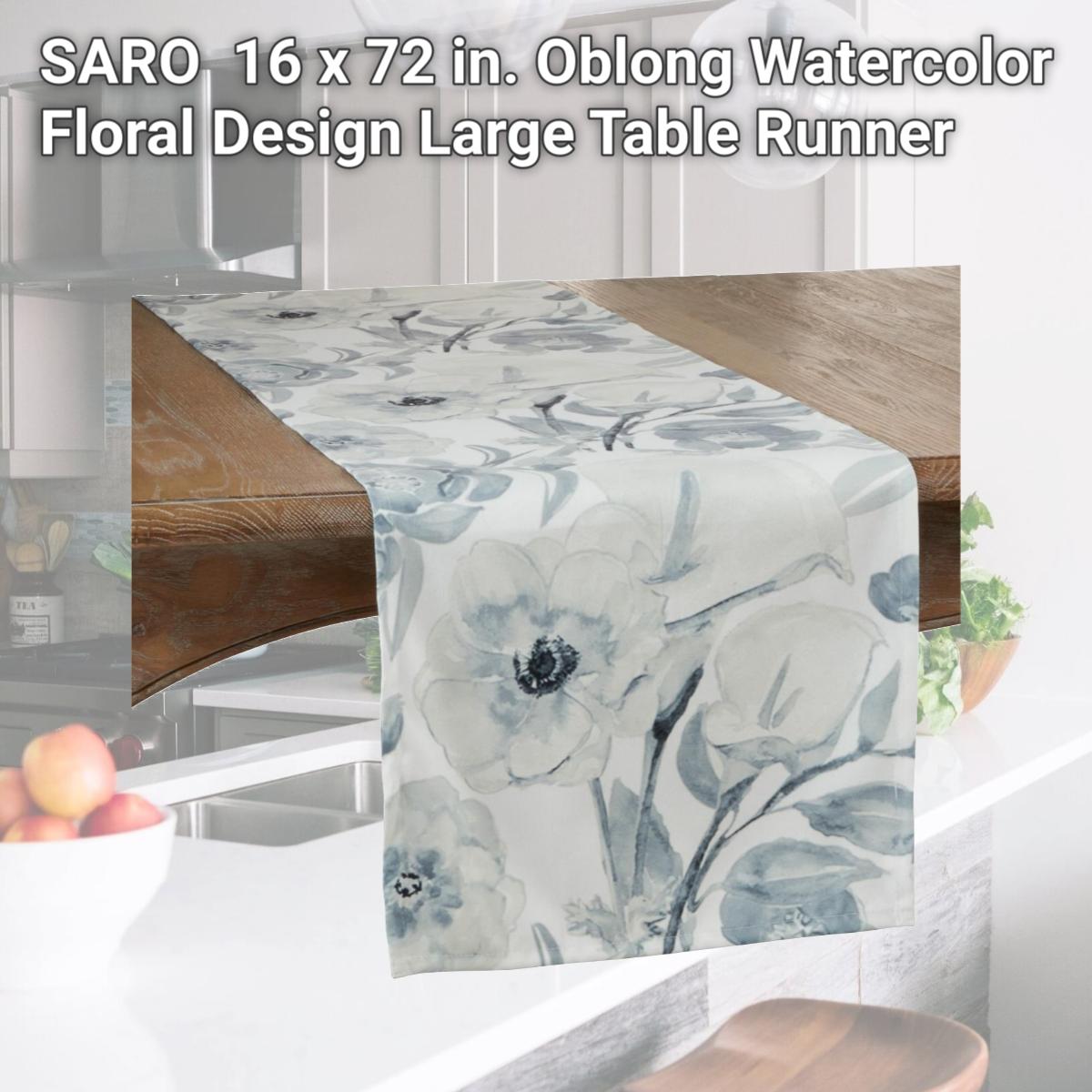 Picture of SARO 4668.BG1672B 16 x 72 in. Oblong Watercolor Floral Design Large Table Runner