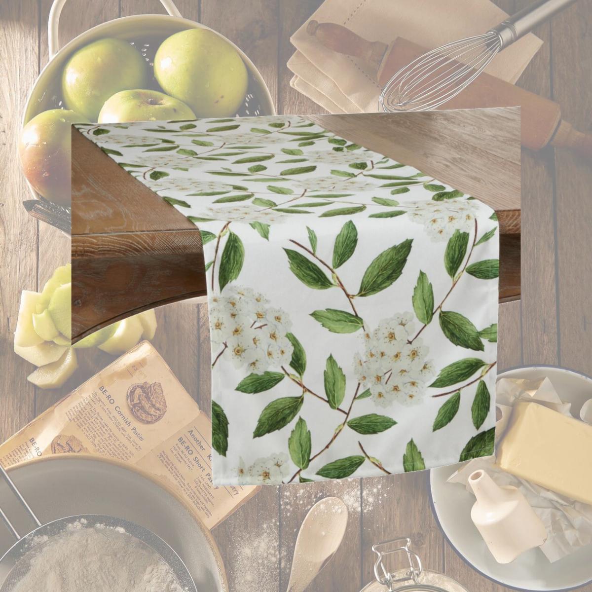 Picture of SARO 4013.G1672B 16 x 72 in. Oblong Floral Design Table Runner  Green