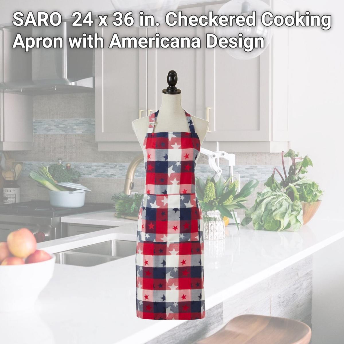 Picture of SARO 1776.M2436 24 x 36 in. Checkered Cooking Apron with Americana Design