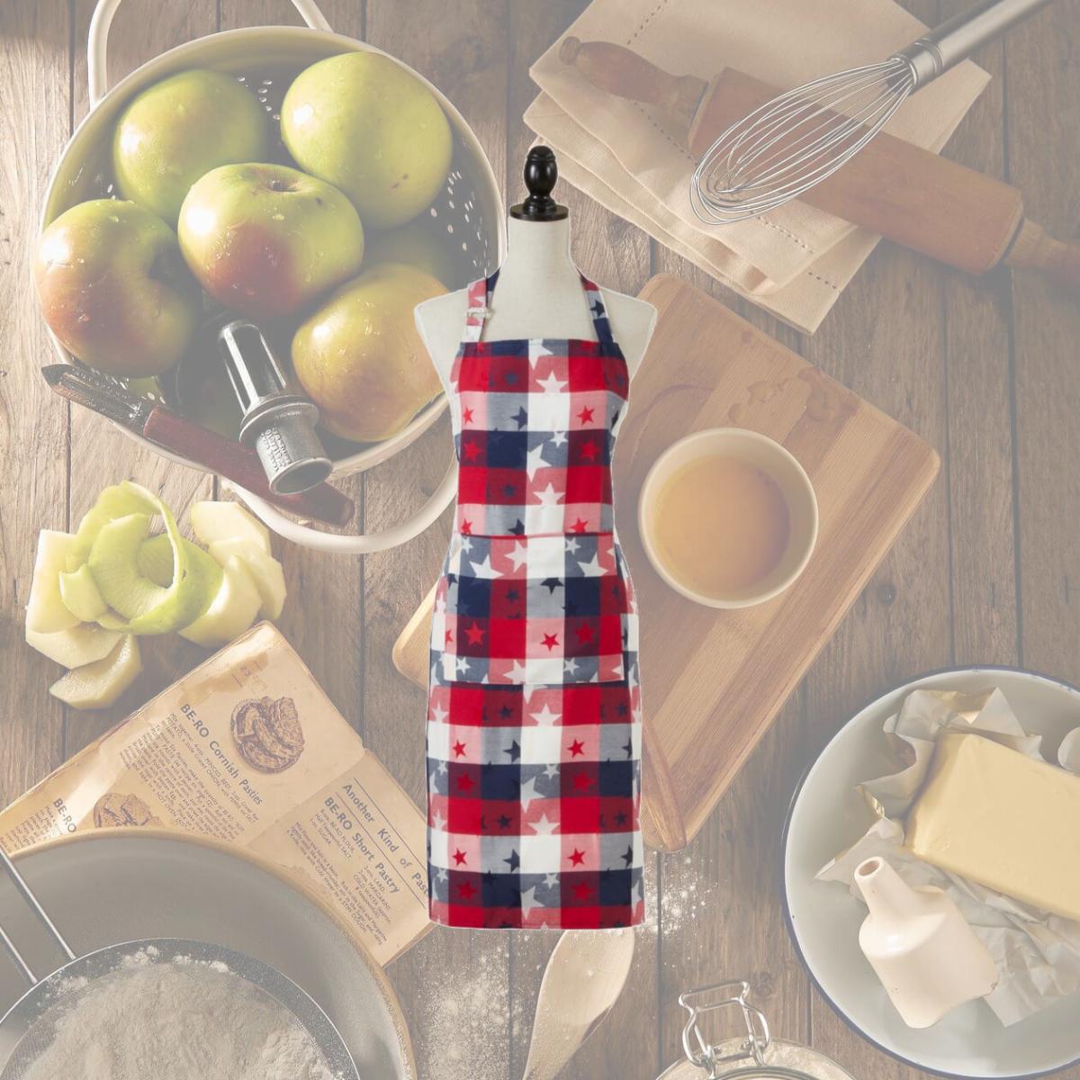 Picture of SARO 1776.M2436 24 x 36 in. Checkered Cooking Apron with Americana Design