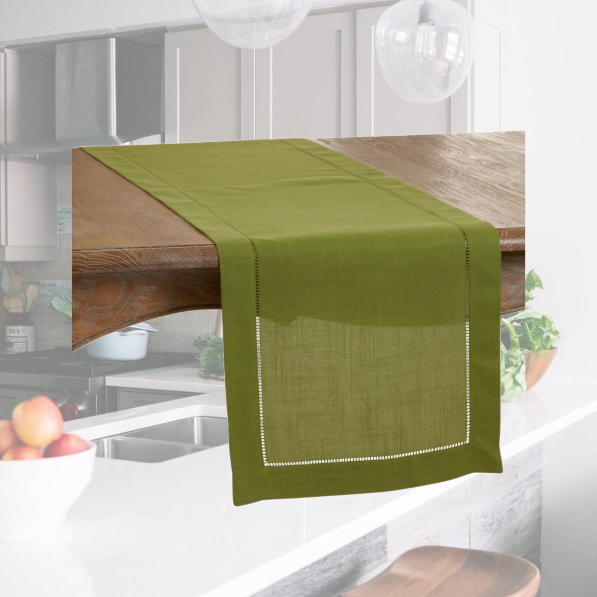 Picture of SARO 6315.K1672B 16 x 72 in. Oblong Classic Hemstitch Border Table Runner  Kelly Green