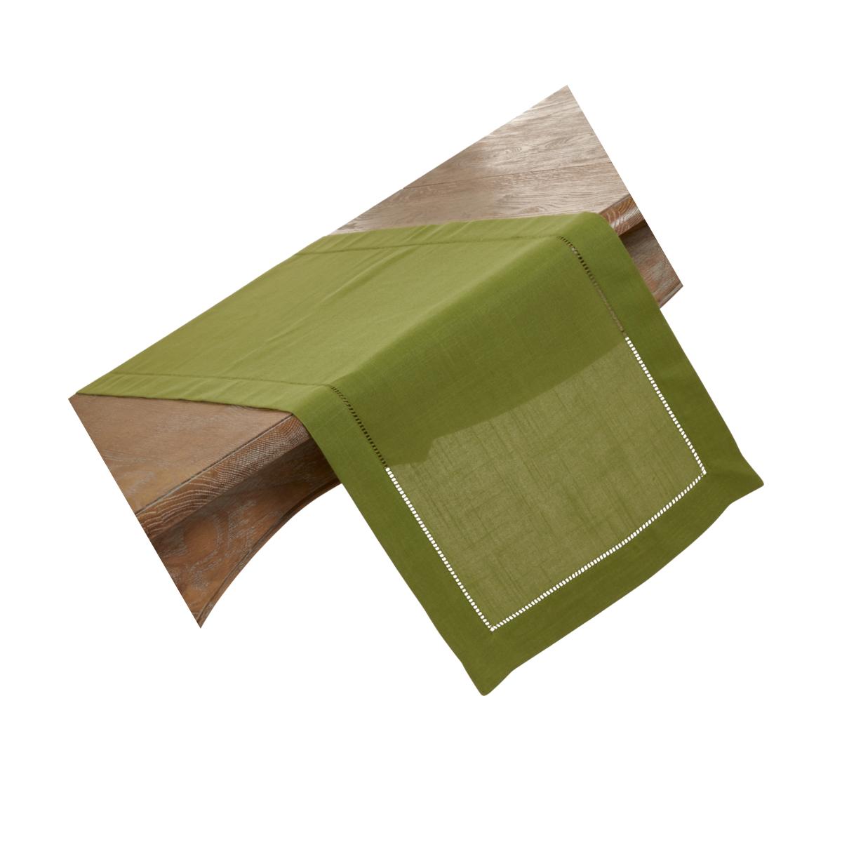 Picture of SARO 6315.K16120B 16 x 120 in. Oblong Classic Hemstitch Border Table Runner  Kelly Green