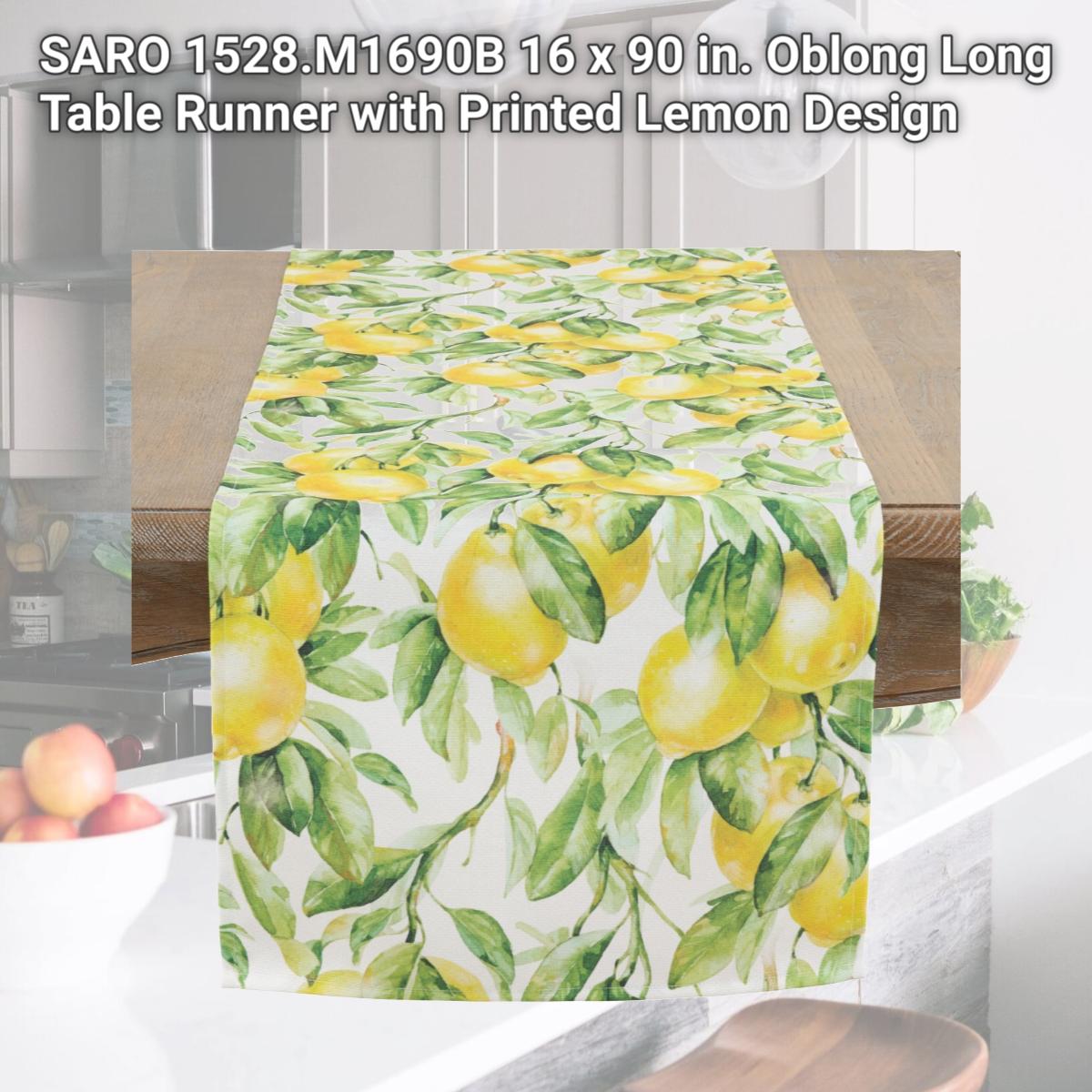 Picture of SARO 1528.M1690B 16 x 90 in. Oblong Long Table Runner with Printed Lemon Design