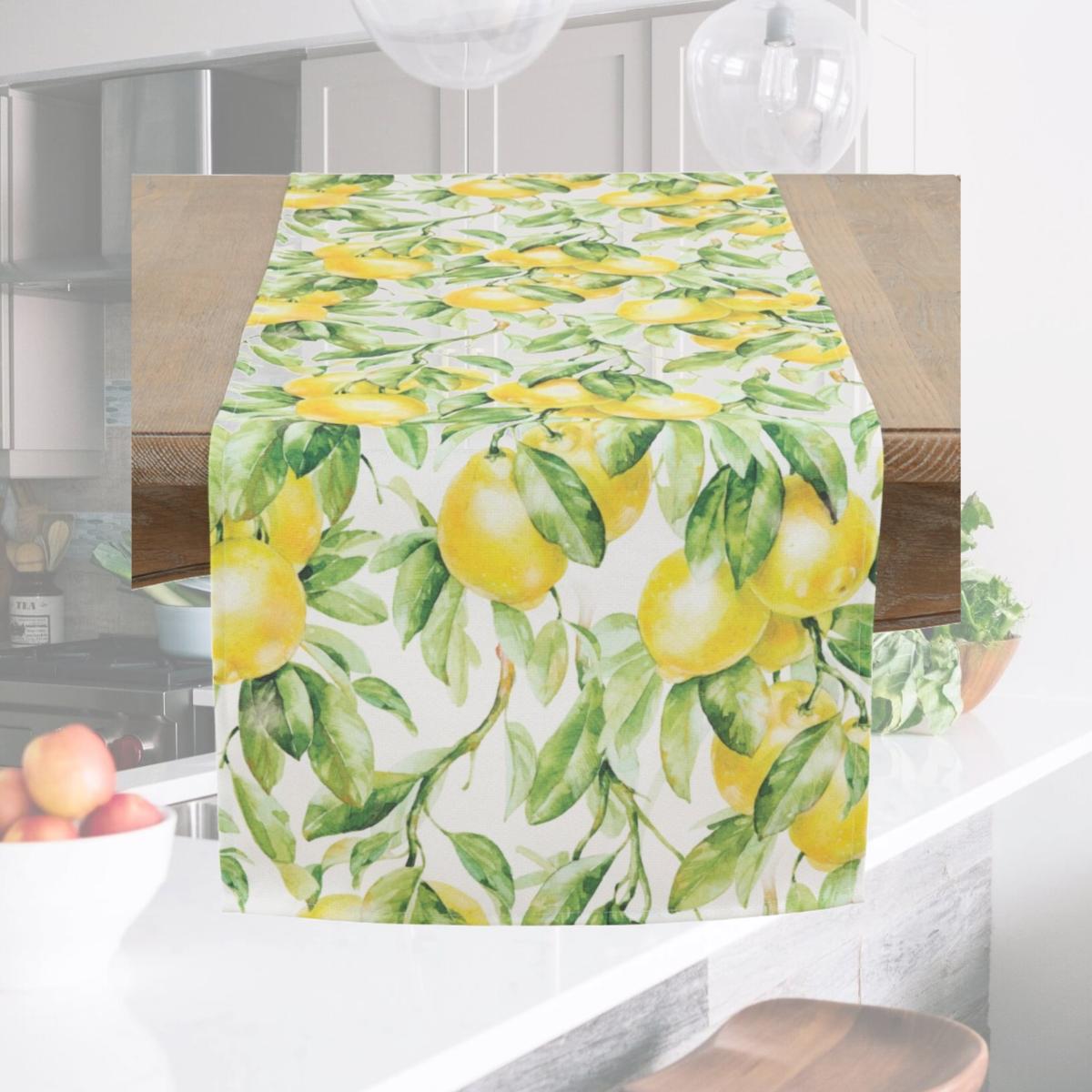 Picture of SARO 1528.M1690B 16 x 90 in. Oblong Long Table Runner with Printed Lemon Design