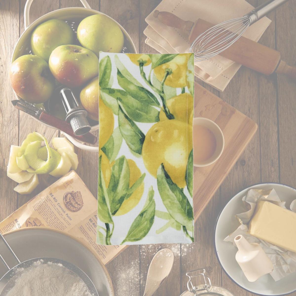 Picture of SARO 1528.M20S 20 in. Square Printed Table Napkins with Lemon Design - Set of 12