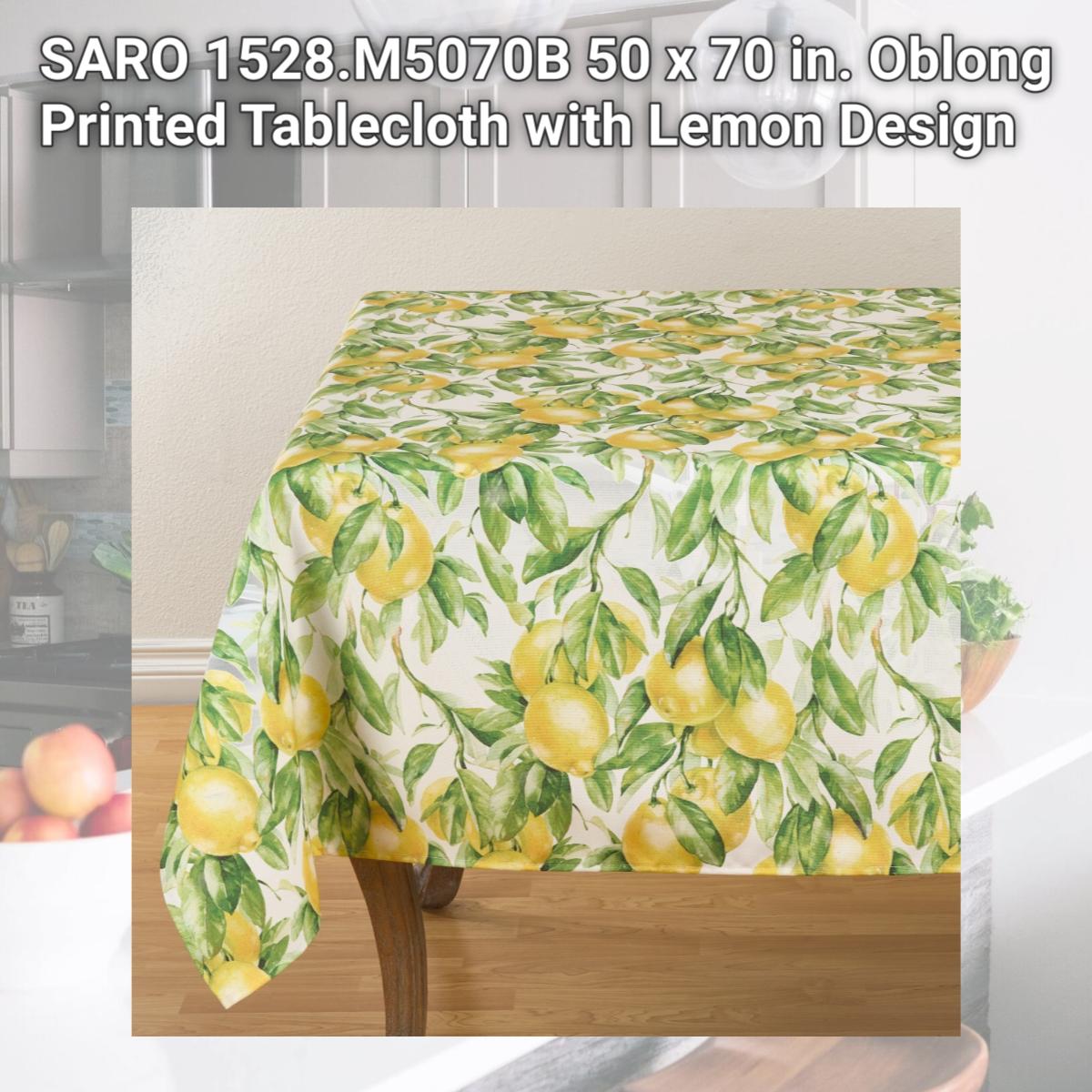 Picture of SARO 1528.M5070B 50 x 70 in. Oblong Printed Tablecloth with Lemon Design