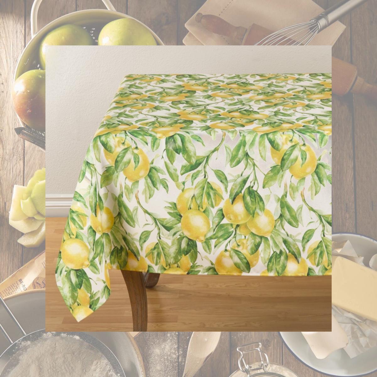 Picture of SARO 1528.M5070B 50 x 70 in. Oblong Printed Tablecloth with Lemon Design