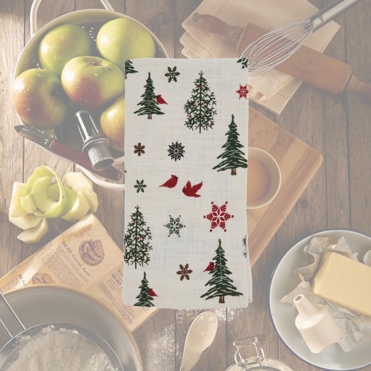 Picture of SARO 535.I20S Holiday Table Napkins with Christmas Tree &amp; Snowflakes Design - Set of 4