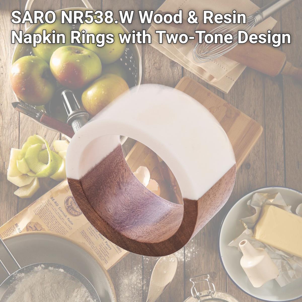 Picture of SARO NR538.W Wood &amp; Resin Napkin Rings with Two-Tone Design