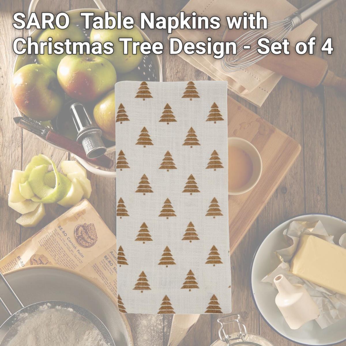 Picture of SARO 7555.GL20S Table Napkins with Christmas Tree Design - Set of 4