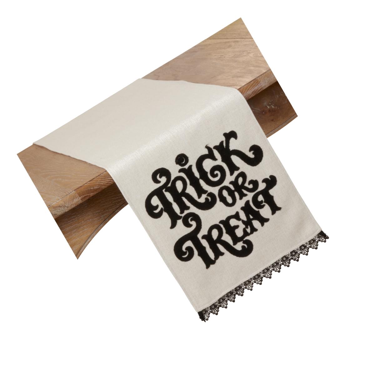 Picture of SARO 4167.N1472B Halloween Table Runner with Trick Or Treat Design