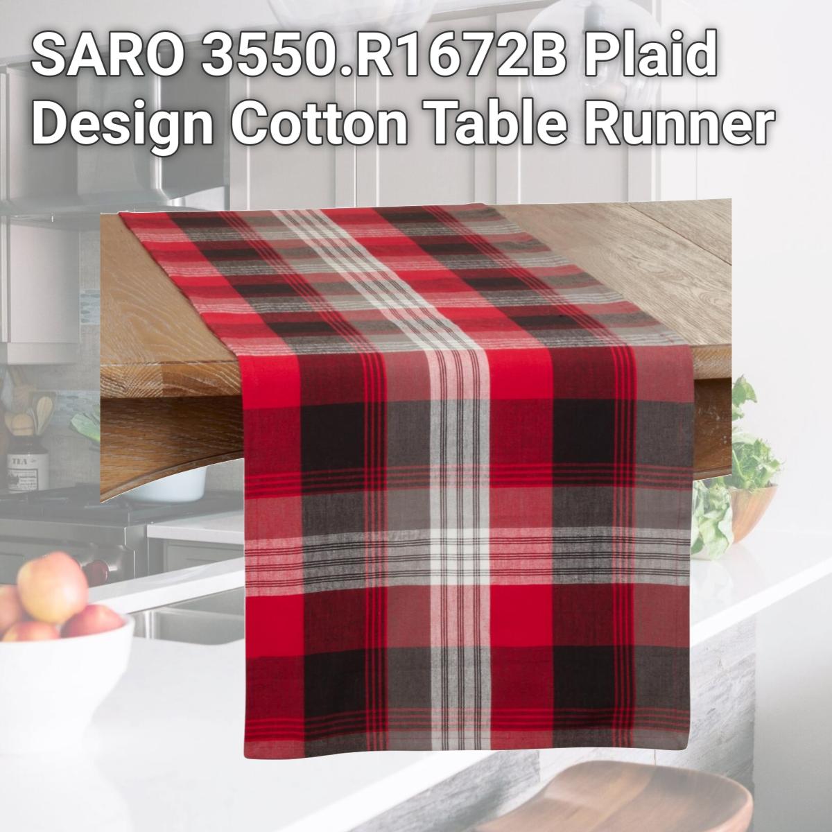 Picture of SARO 3550.R1672B Plaid Design Cotton Table Runner