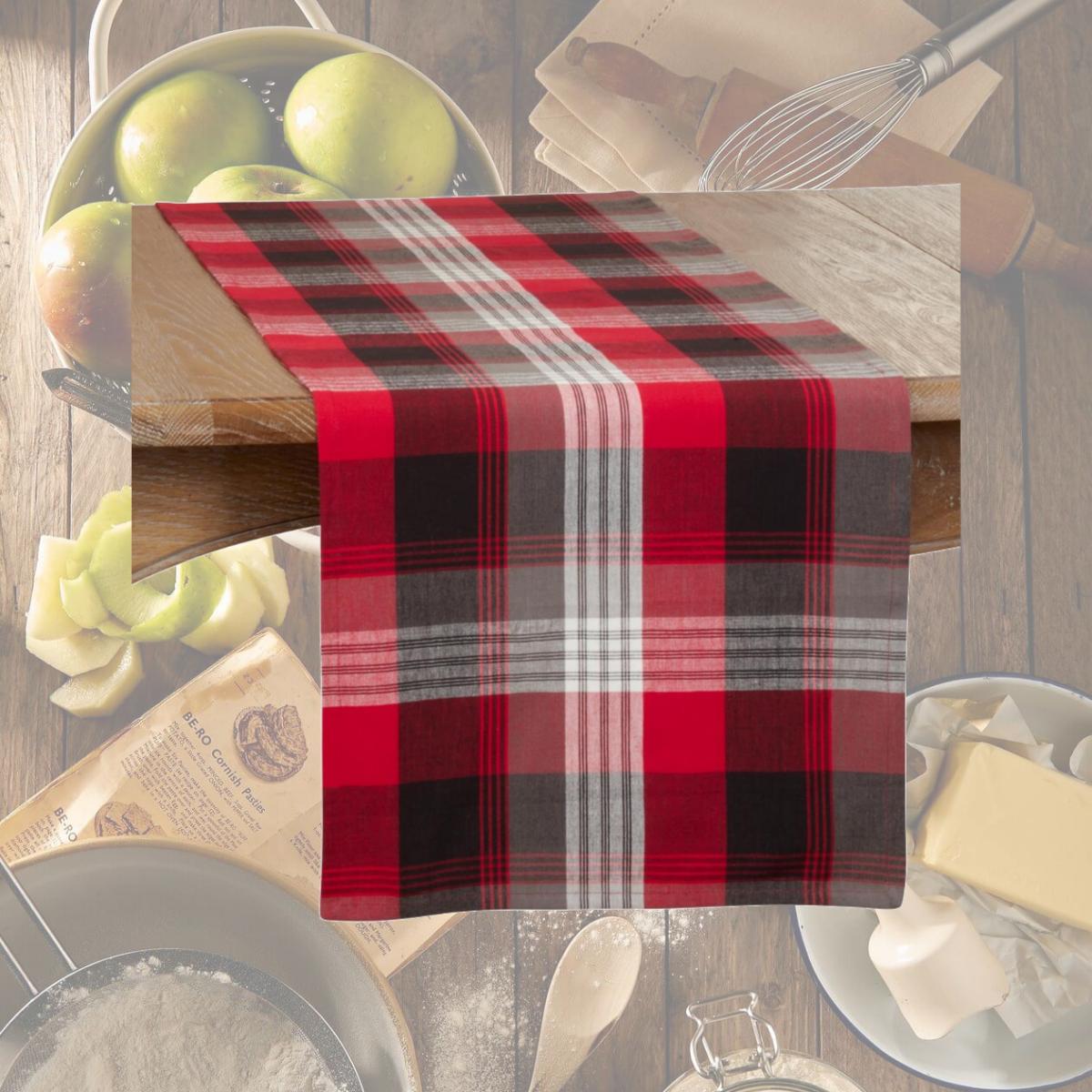 Picture of SARO 3550.R1672B Plaid Design Cotton Table Runner