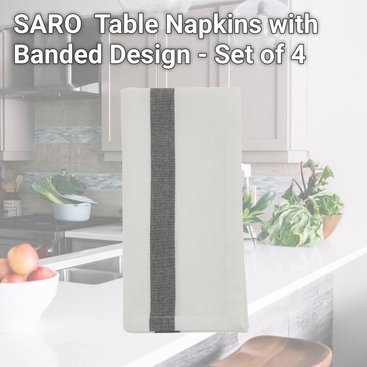 Picture of SARO 451.W20S Table Napkins with Banded Design - Set of 4