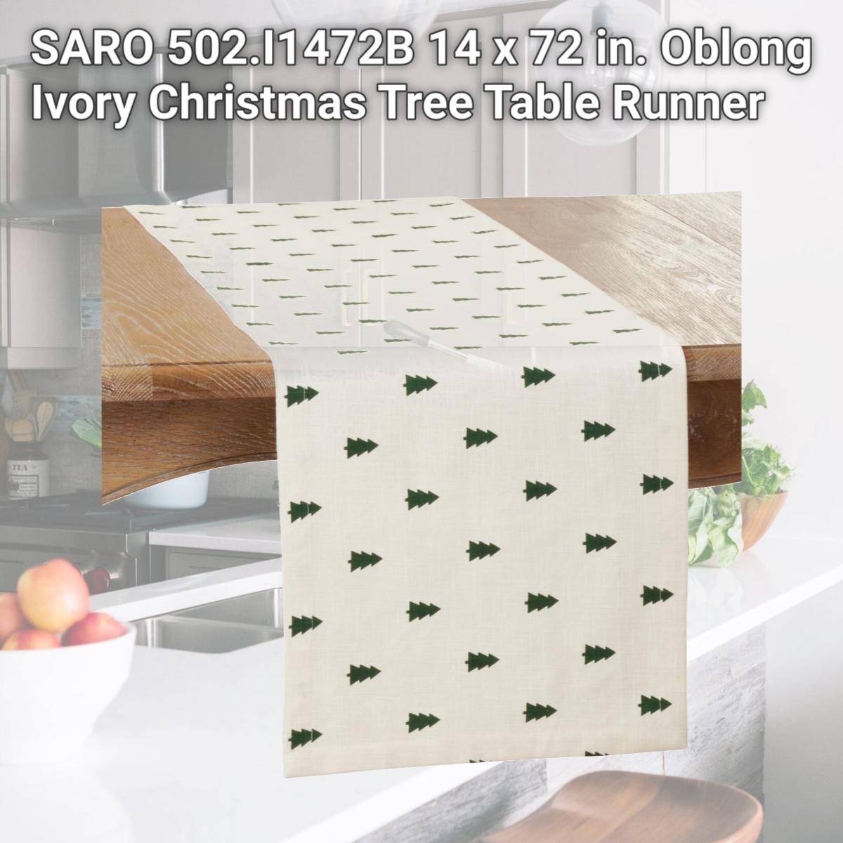Picture of SARO 502.I1472B 14 x 72 in. Oblong Ivory Christmas Tree Table Runner