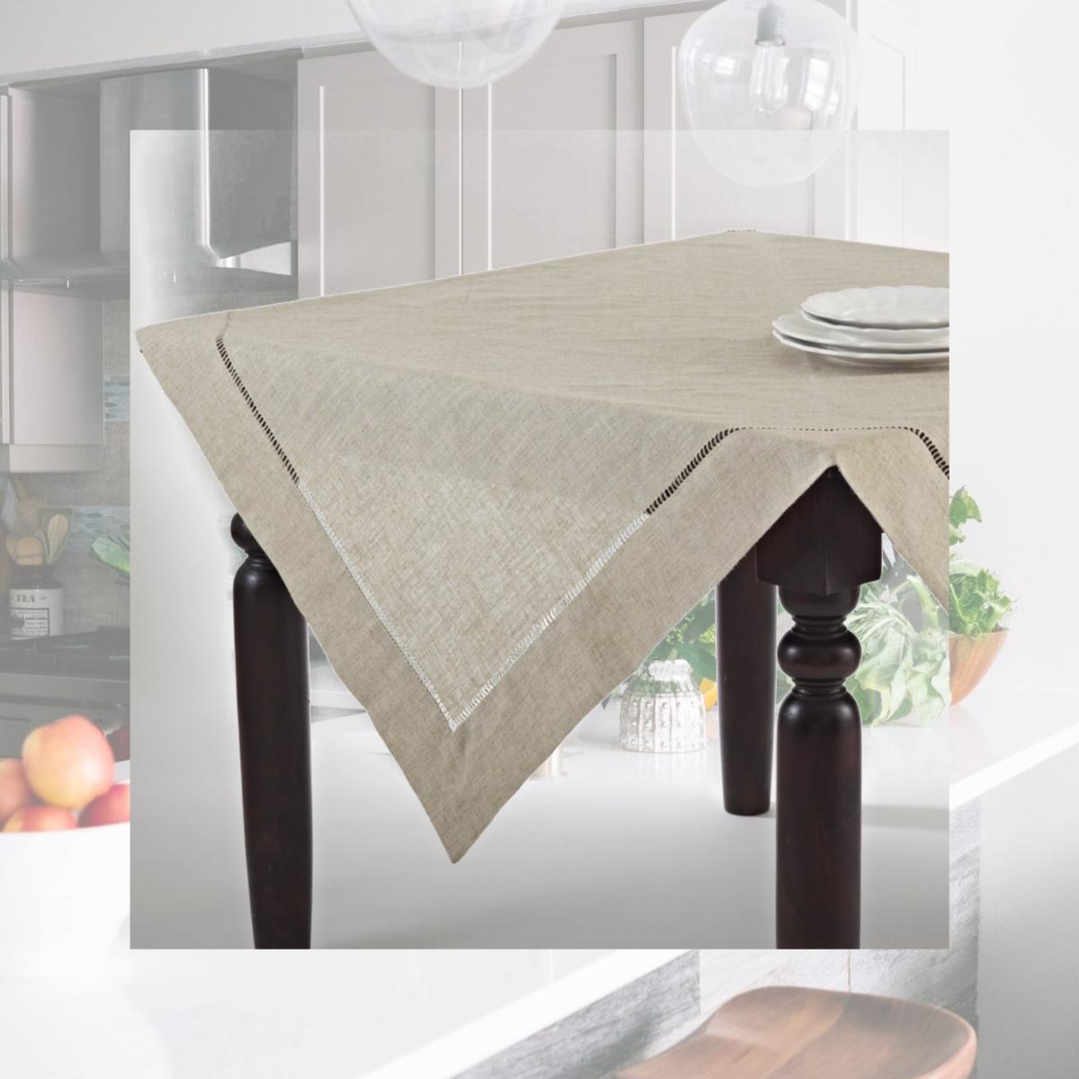 Picture of SARO 731.N60S 60 in. Square Toscana Table Topper - Natural