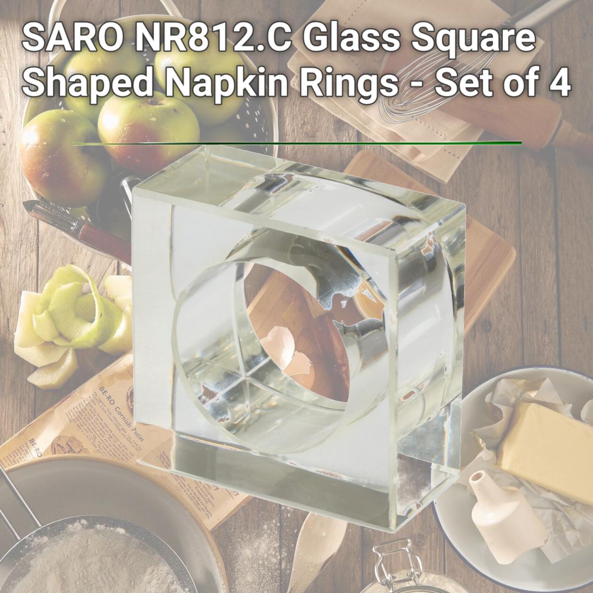 Picture of SARO NR812.C Glass Square Shaped Napkin Rings - Set of 4