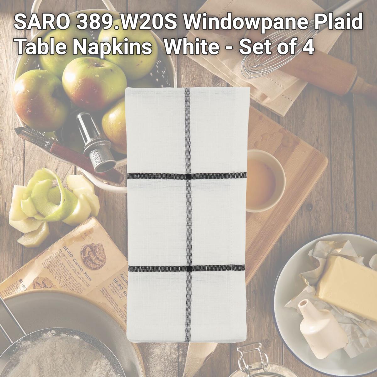 Picture of SARO 389.W20S Windowpane Plaid Table Napkins  White - Set of 4