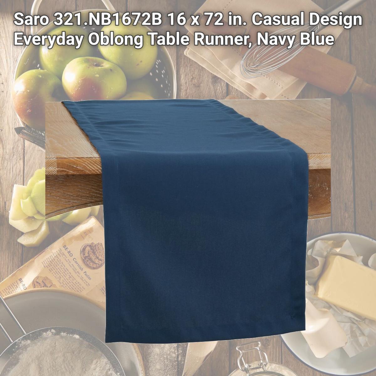 Picture of Saro 321.NB1672B 16 x 72 in. Casual Design Everyday Oblong Table Runner, Navy Blue
