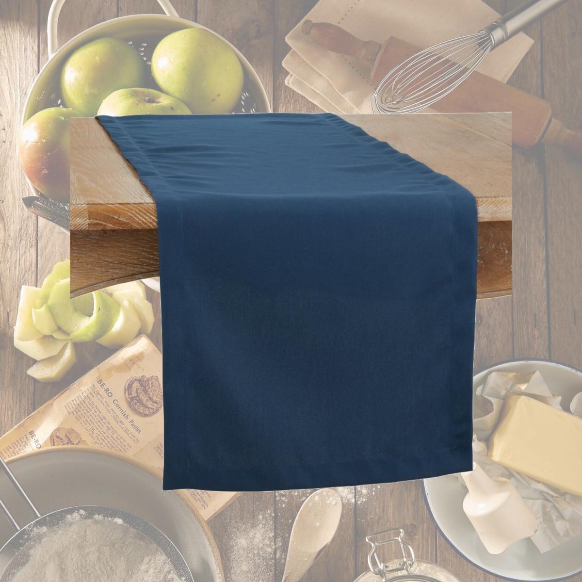 Picture of Saro 321.NB1672B 16 x 72 in. Casual Design Everyday Oblong Table Runner, Navy Blue