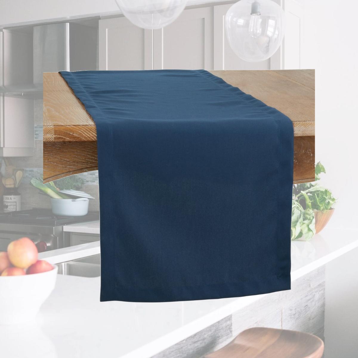 Picture of Saro 321.NB1690B 16 x 90 in. Casual Design Everyday Oblong Table Runner, Navy Blue