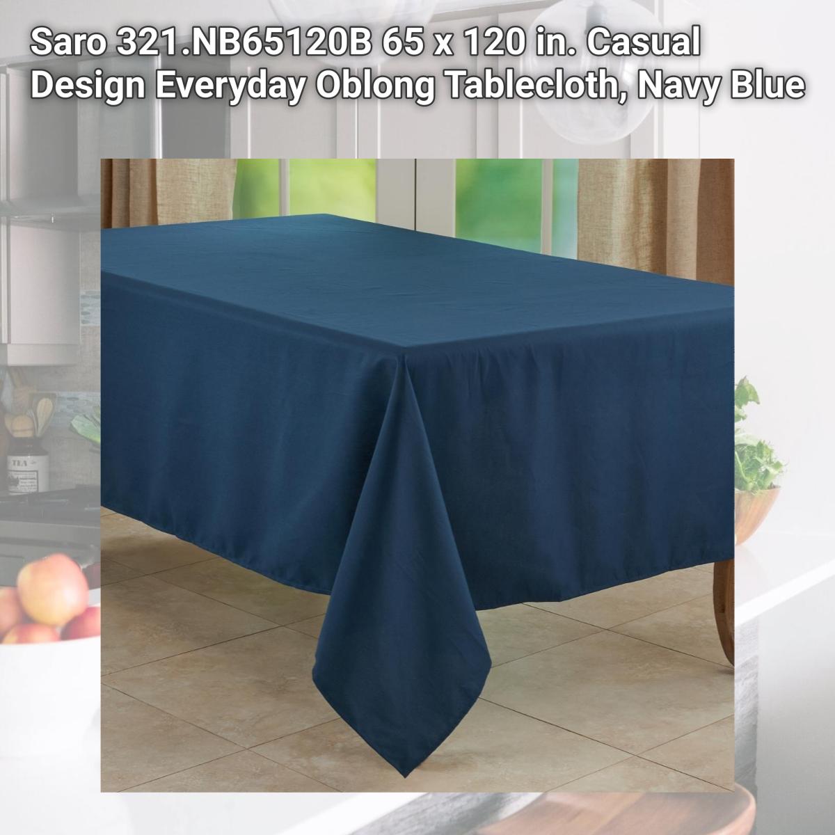 Picture of Saro 321.NB65120B 65 x 120 in. Casual Design Everyday Oblong Tablecloth, Navy Blue