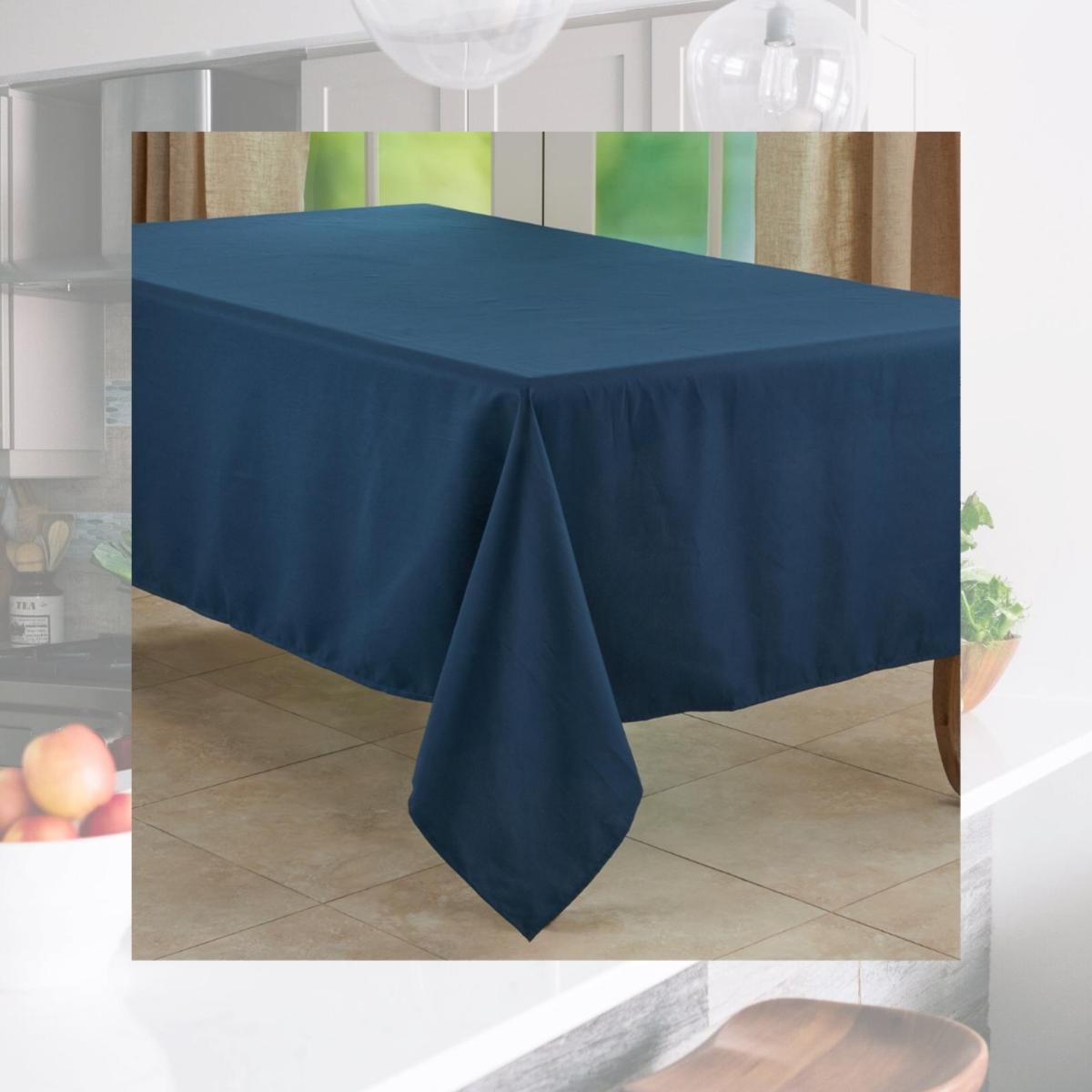 Picture of Saro 321.NB65120B 65 x 120 in. Casual Design Everyday Oblong Tablecloth, Navy Blue
