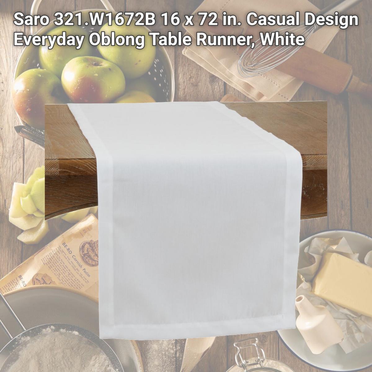 Picture of Saro 321.W1672B 16 x 72 in. Casual Design Everyday Oblong Table Runner, White