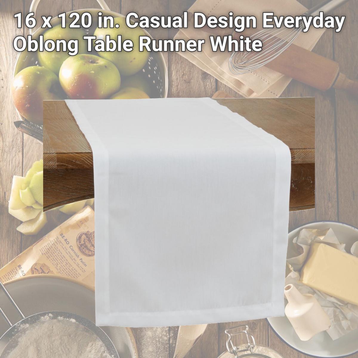 Picture of Saro 321.W16120B 16 x 120 in. Casual Design Everyday Oblong Table Runner, White