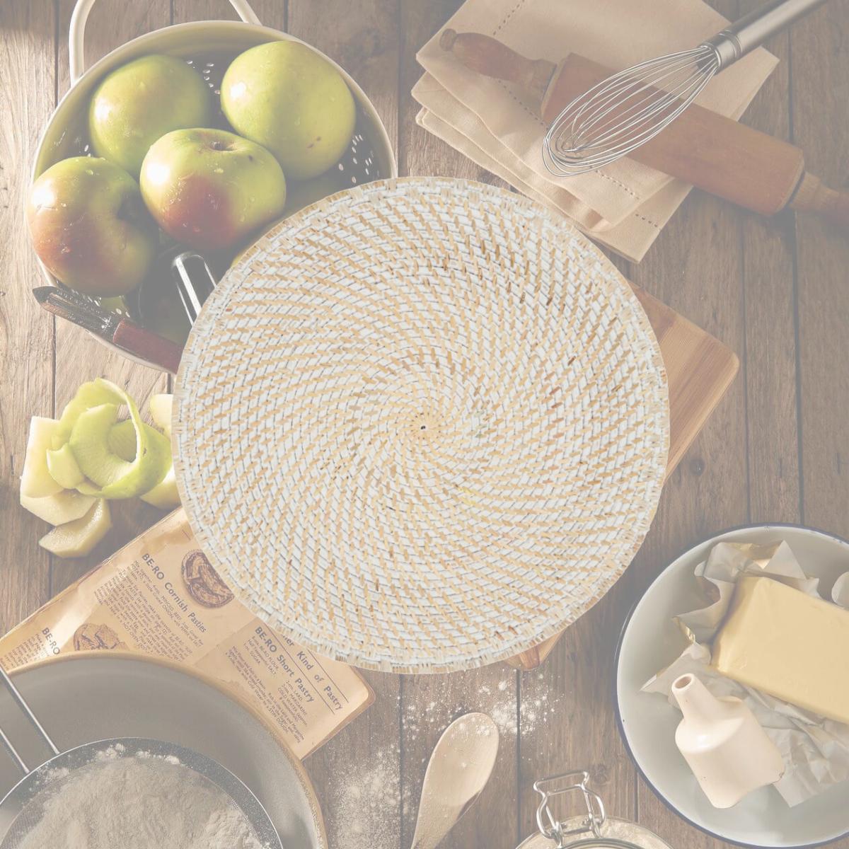 Picture of SARO 5091.W15R 15 in. Woven Rattan Placemats  White - Round - Set of 4