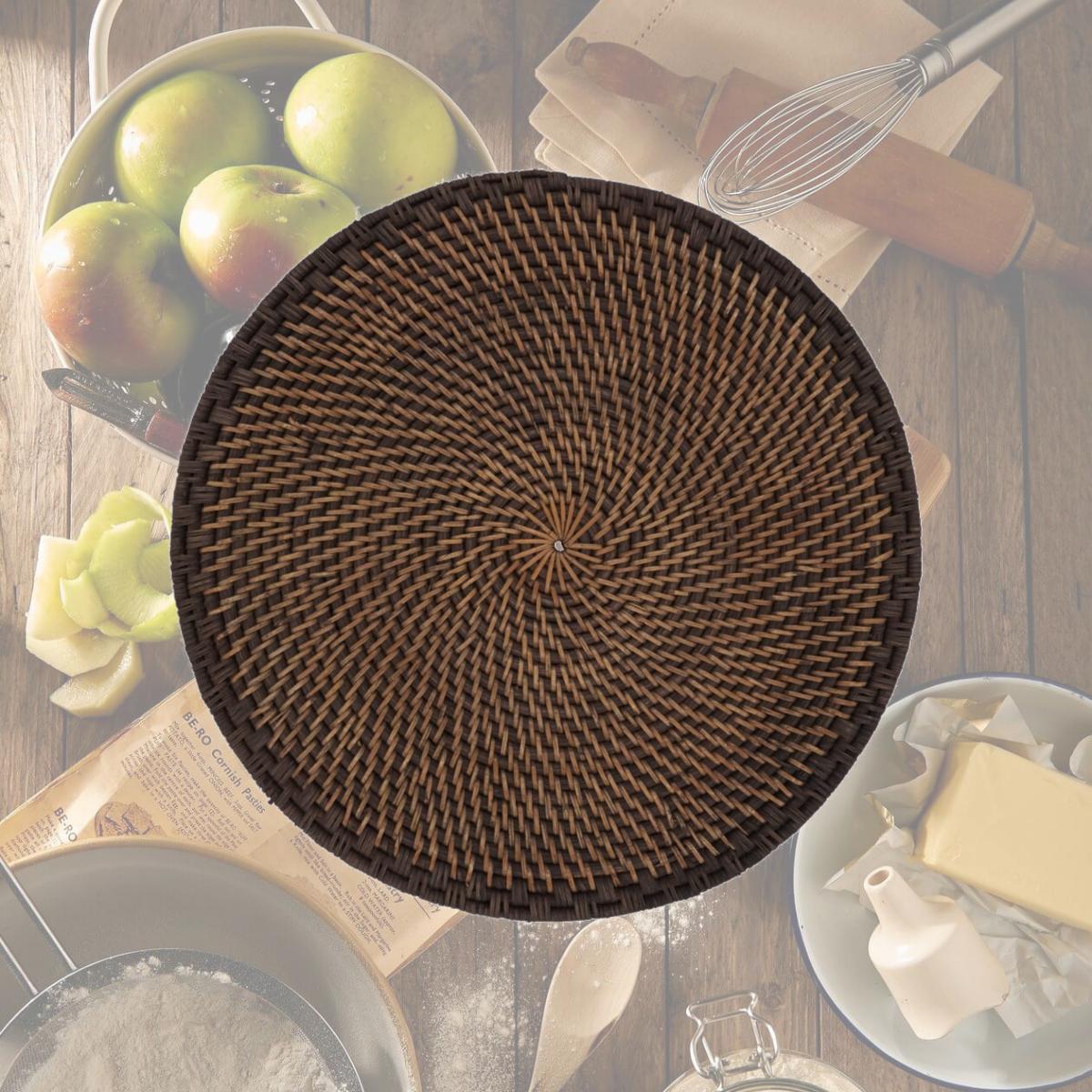 Picture of SARO 5091.BR15R 15 in. Woven Rattan Placemats  Brown - Round - Set of 4