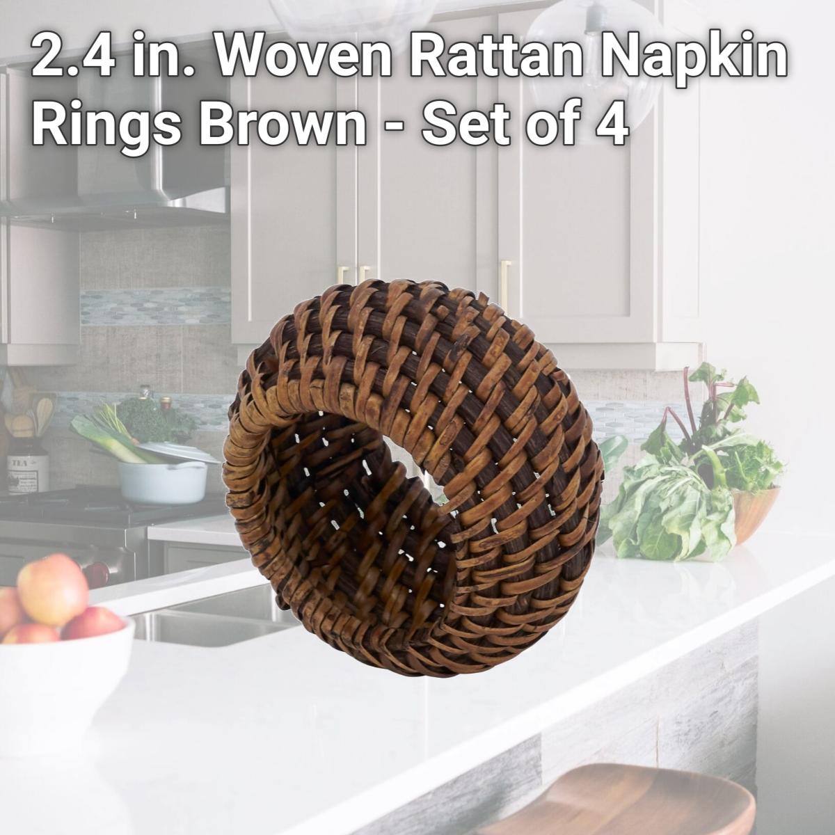 Picture of Saro NR509.BR 2.4 in. Woven Rattan Napkin Rings, Brown - Set of 4
