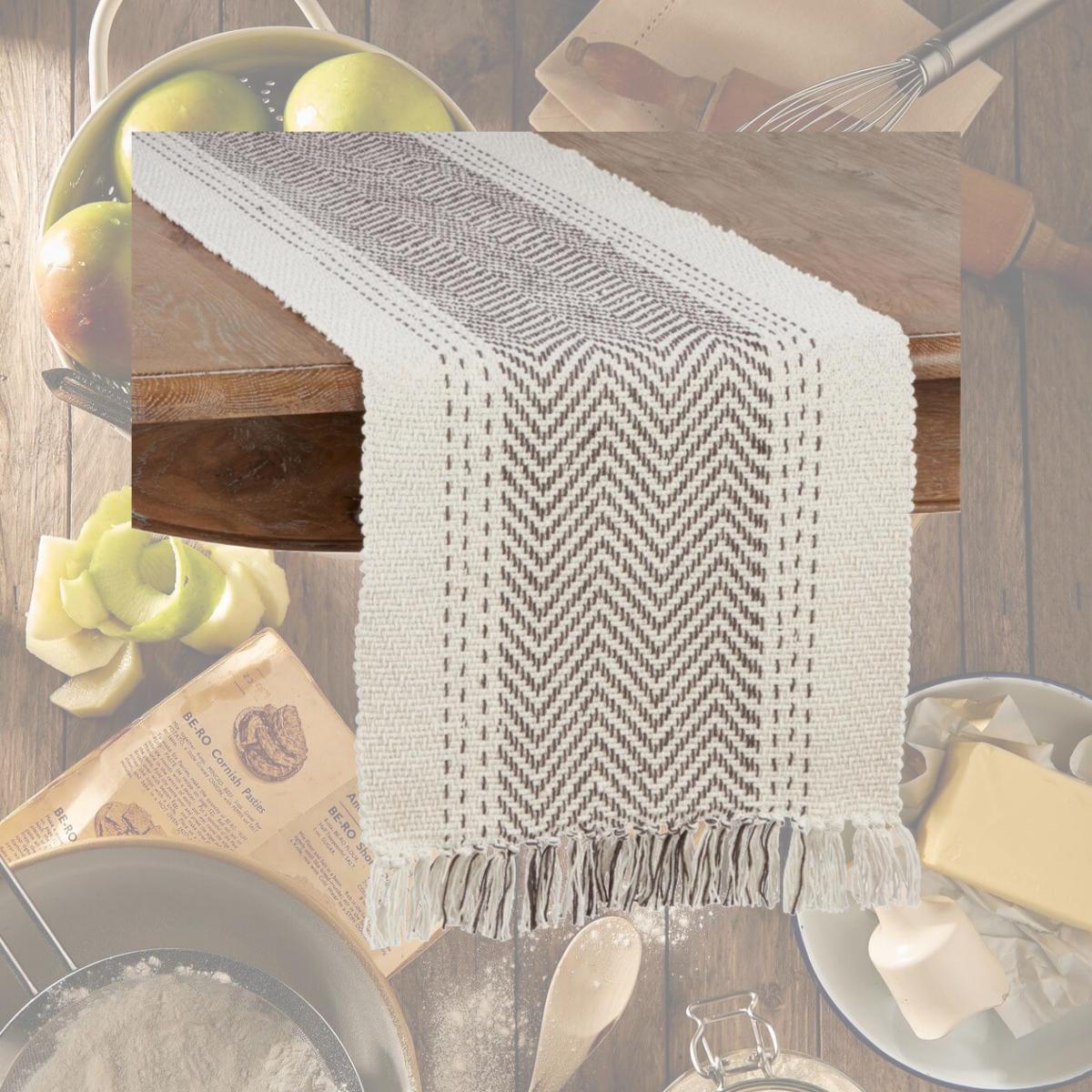 Picture of Saro 1229.GY1690B 16 x 90 in. Kantha Stitch Oblong Table Runner, Gray