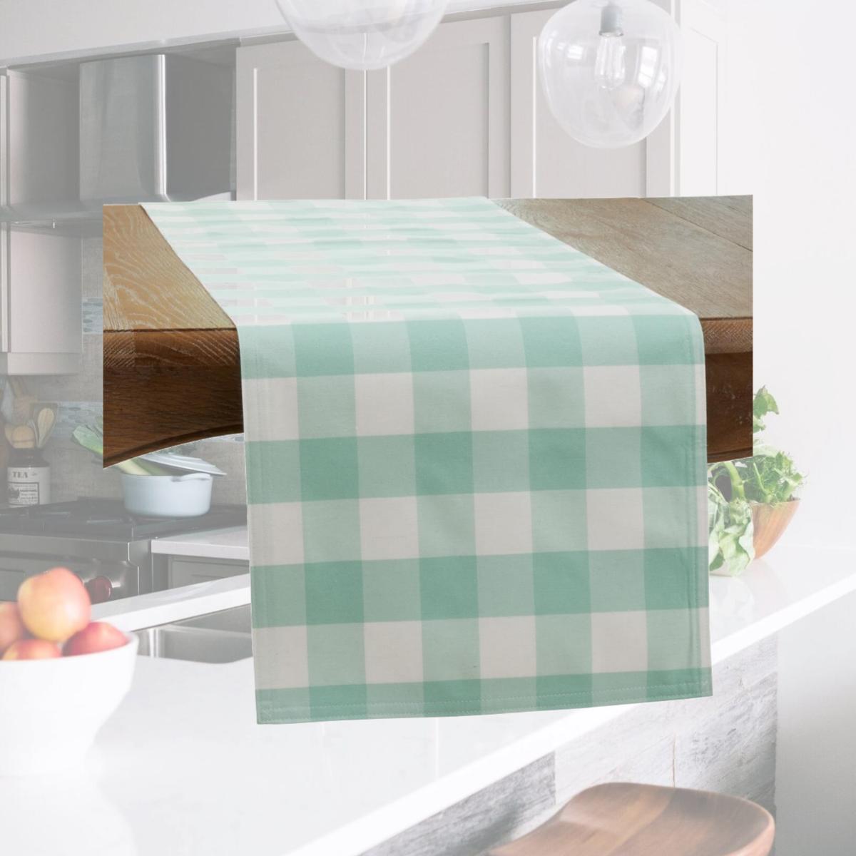 Picture of Saro 5026.G16108B 16 x 108 in. Cotton & Poly Blend Buffalo Oblong Plaid Runner, Green