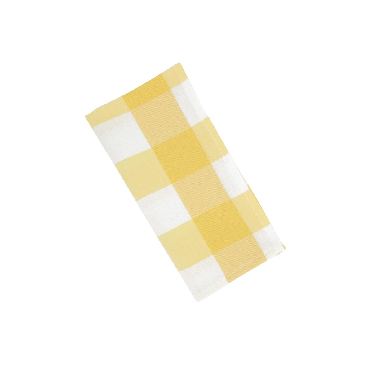 Picture of Saro 5026.Y20S 20 in. Buffalo Plaid Cotton Blend Square Table Napkins, Yellow - Set of 4
