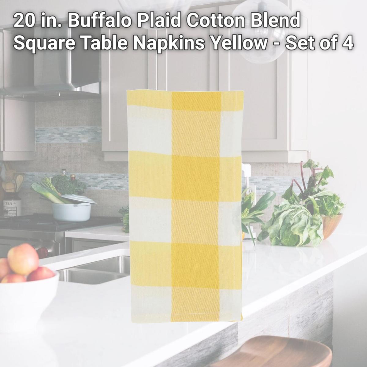 Picture of Saro 5026.Y20S 20 in. Buffalo Plaid Cotton Blend Square Table Napkins, Yellow - Set of 4