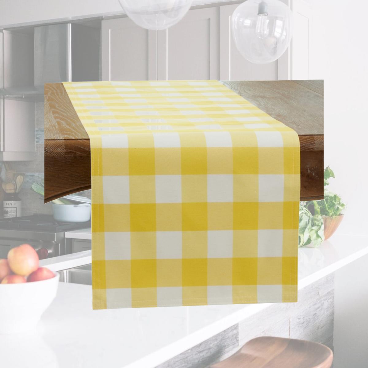 Picture of Saro 5026.Y16120B 16 x 120 in. Cotton & Poly Blend Buffalo Oblong Plaid Runner, Yellow