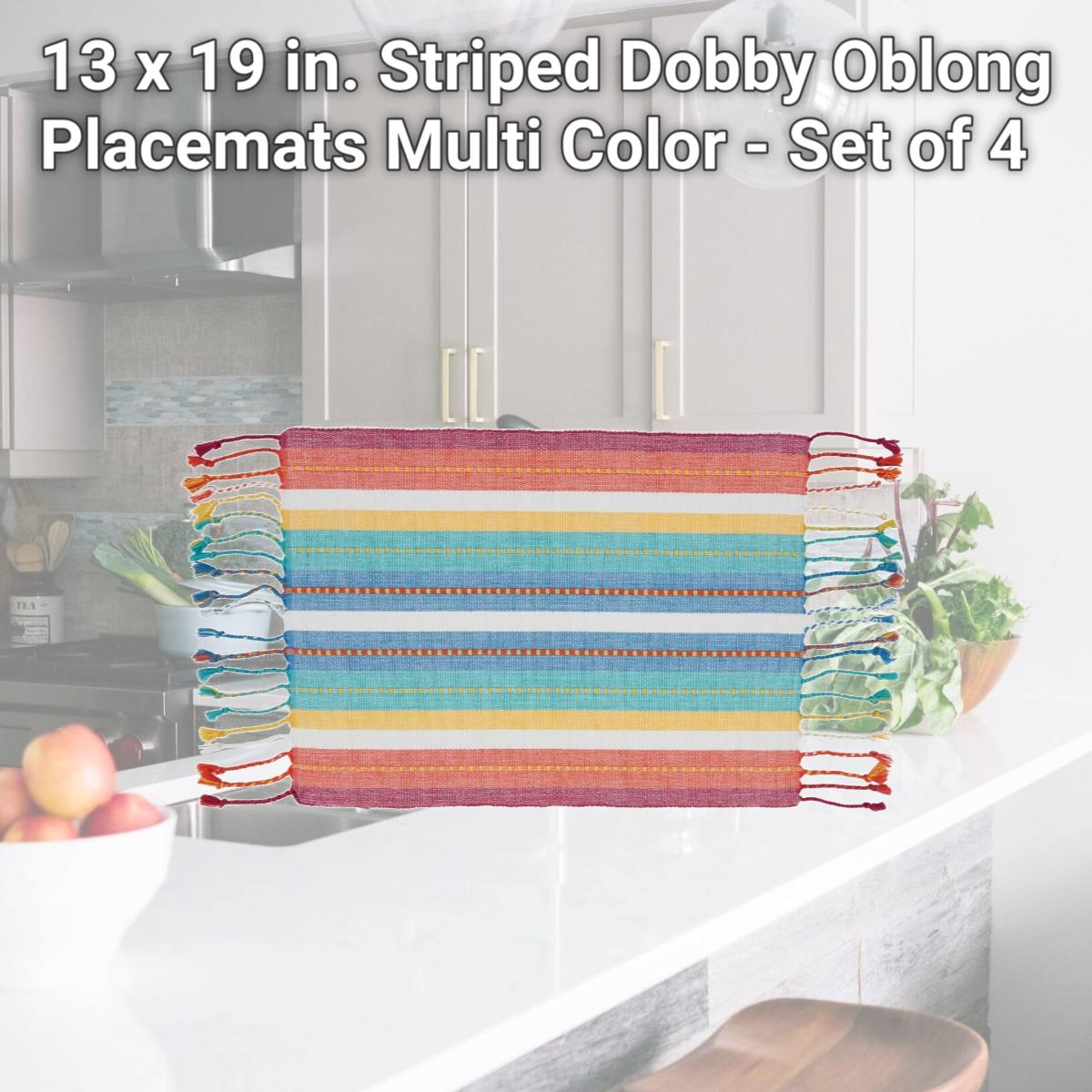 Picture of Saro 2620.M1319B 13 x 19 in. Striped Dobby Oblong Placemats, Multi Color - Set of 4