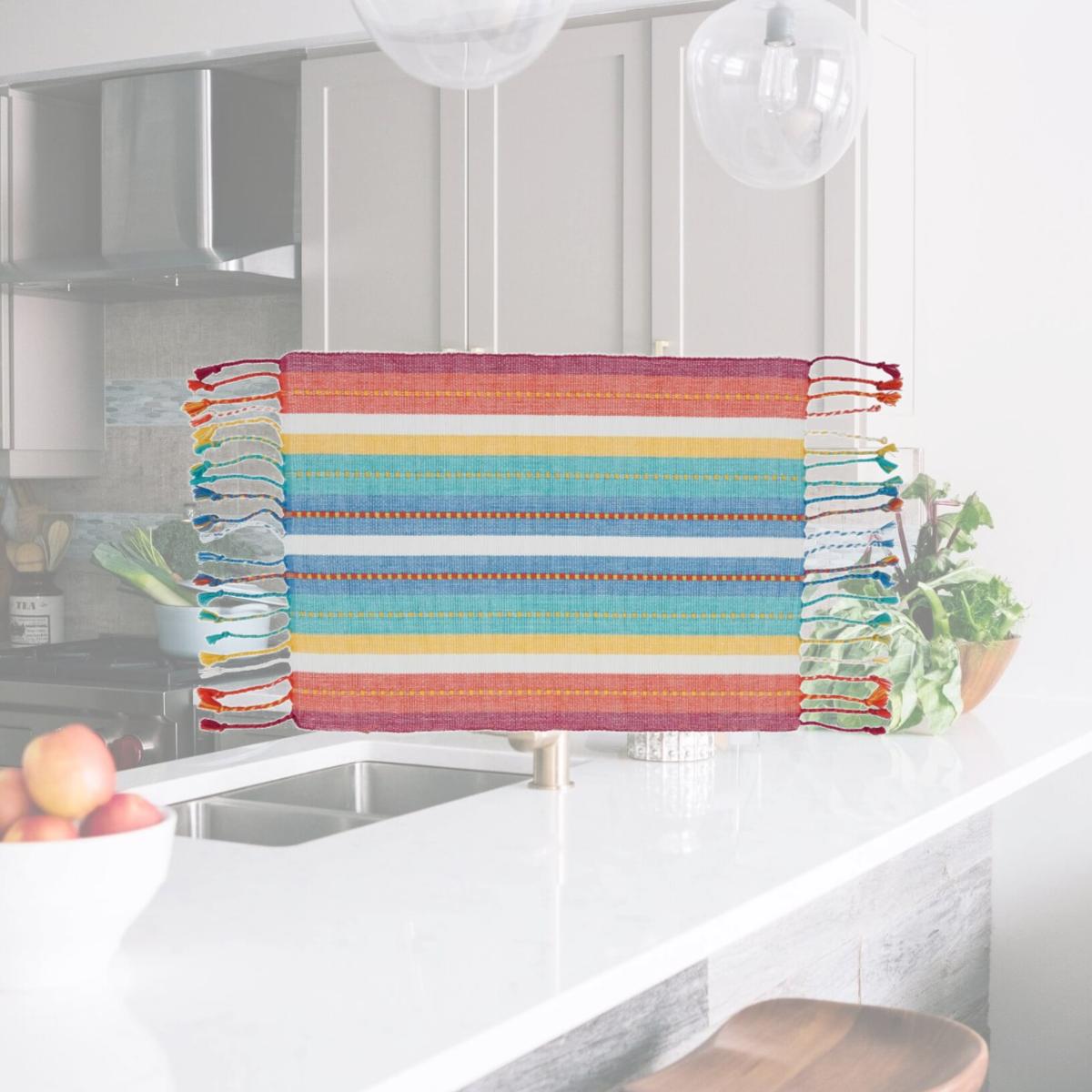 Picture of Saro 2620.M1319B 13 x 19 in. Striped Dobby Oblong Placemats, Multi Color - Set of 4