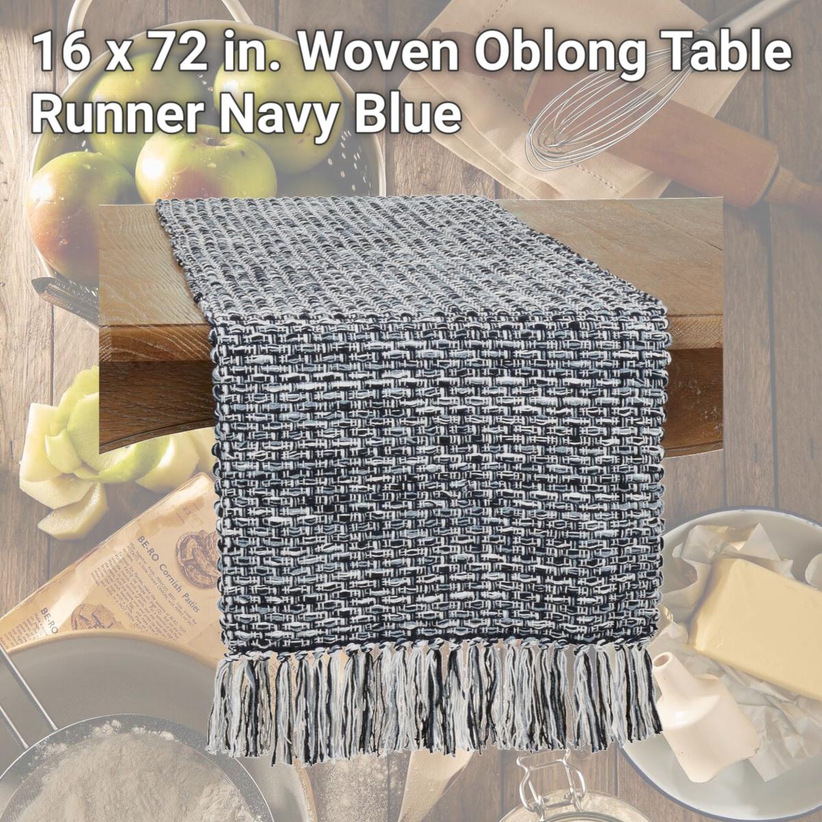 Picture of Saro 821.NB1672B 16 x 72 in. Woven Oblong Table Runner, Navy Blue