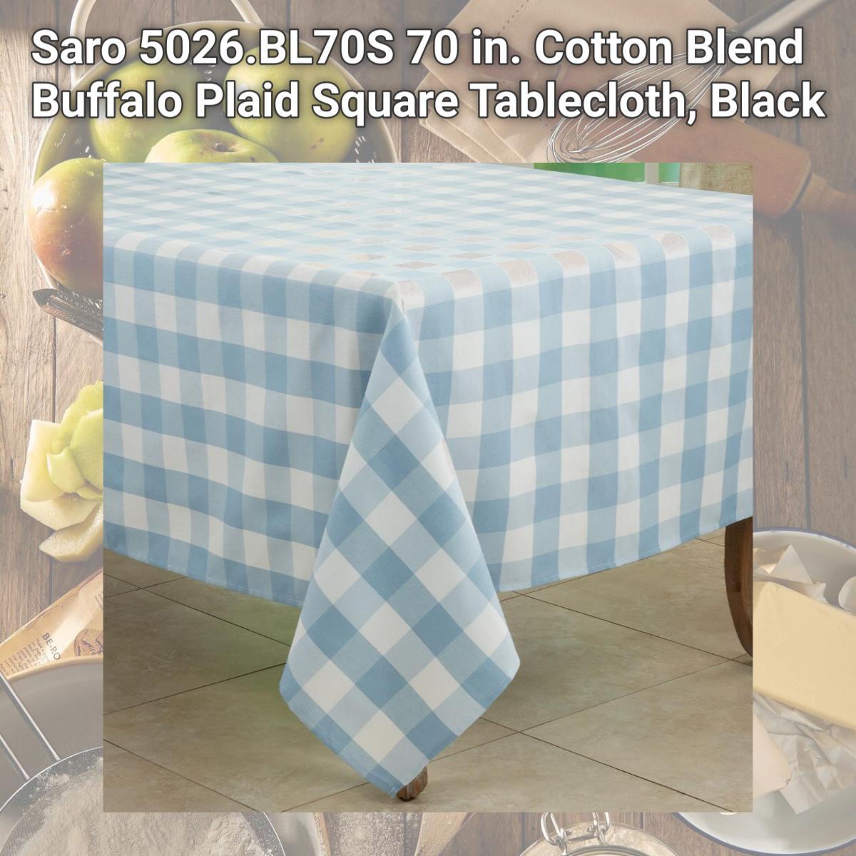 Picture of Saro 5026.BL70S 70 in. Cotton Blend Buffalo Plaid Square Tablecloth, Black
