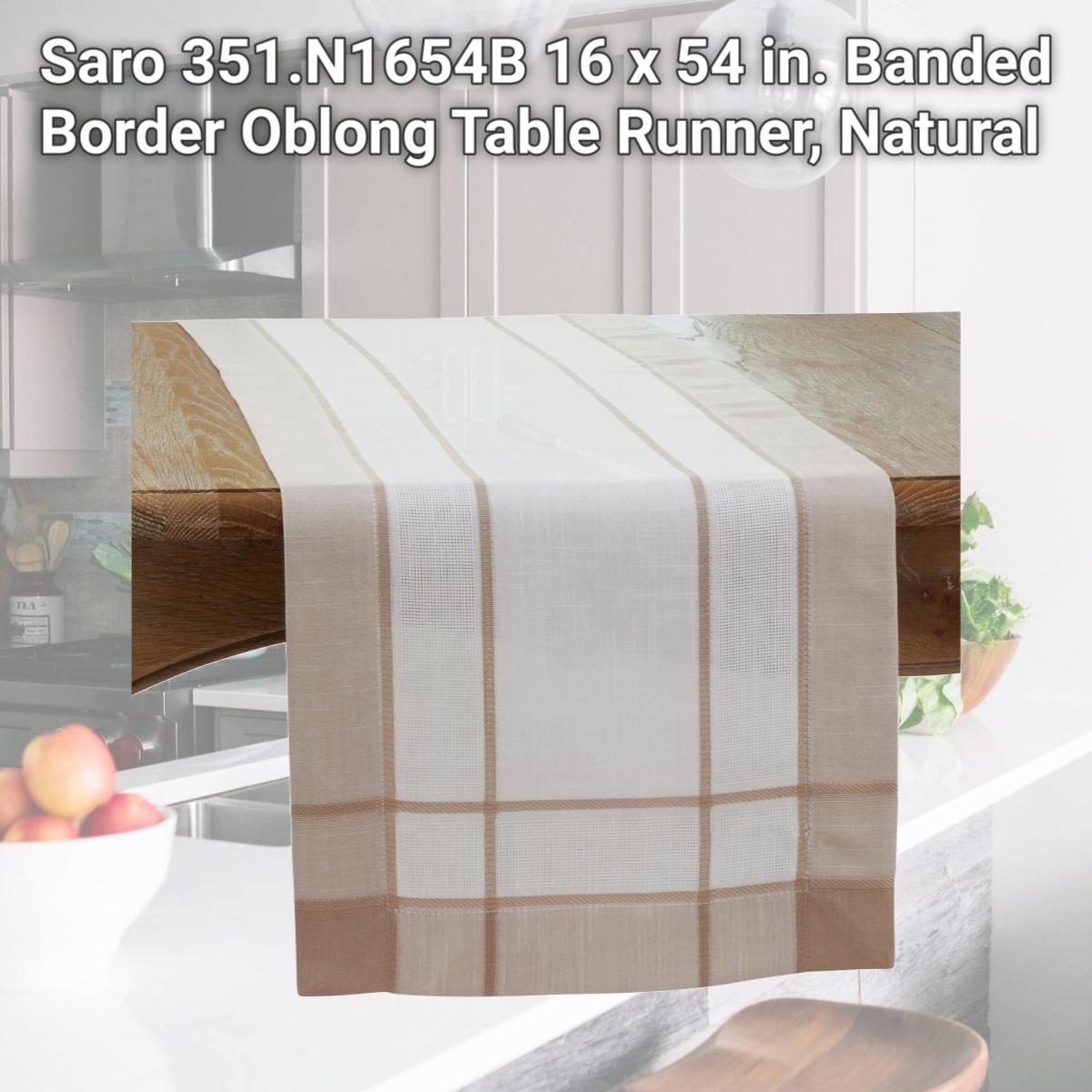 Picture of Saro 351.N1654B 16 x 54 in. Banded Border Oblong Table Runner, Natural